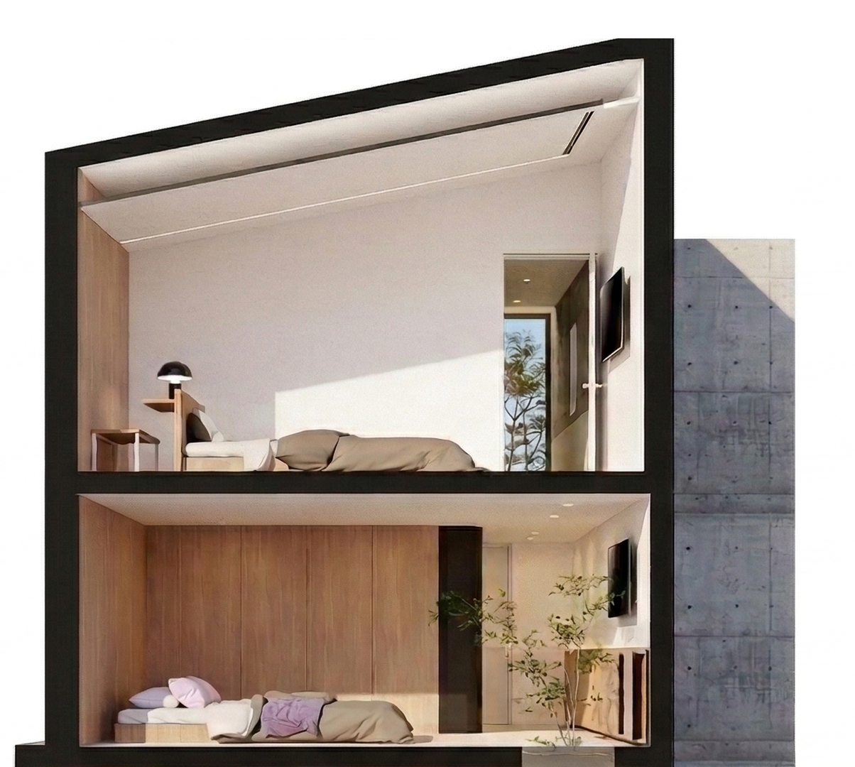 The Hanon 침실 건축 단면